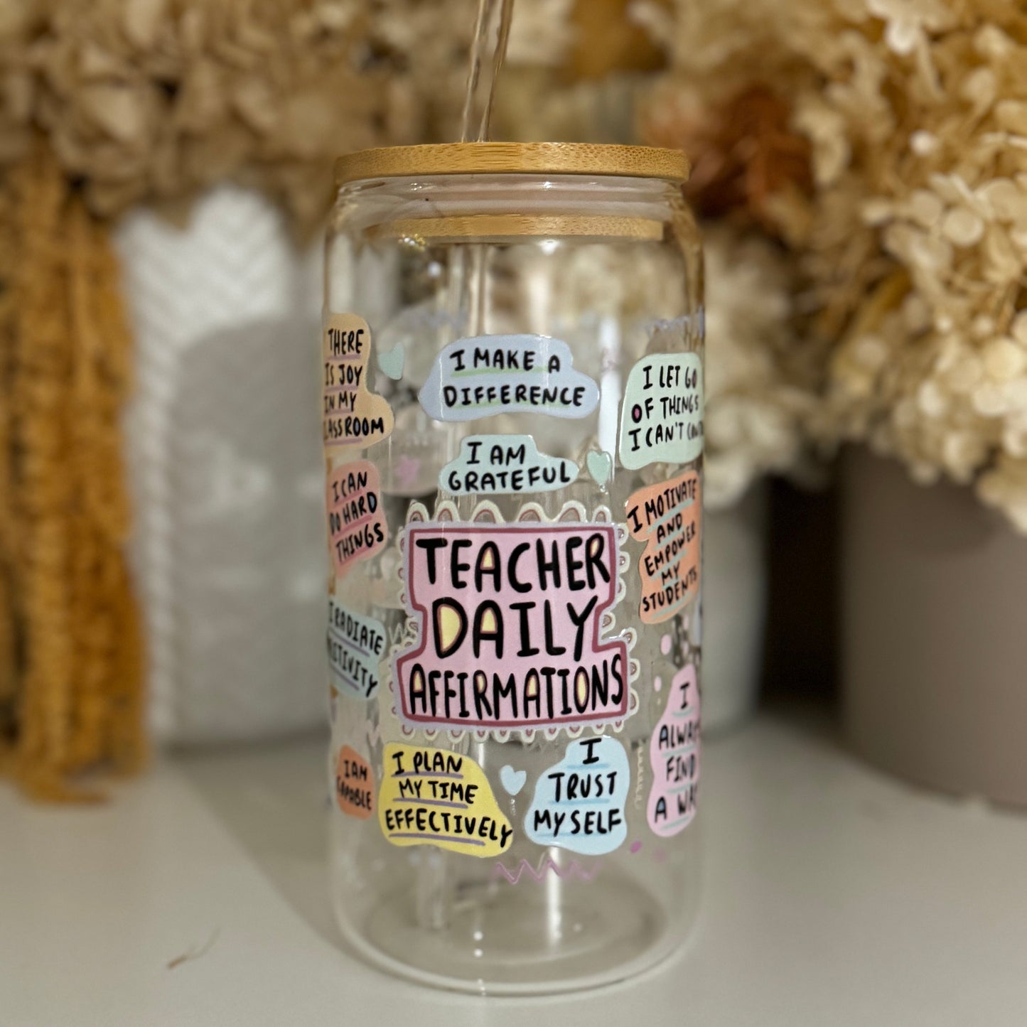 Teacher Daily Affirmations Glass Tumbler