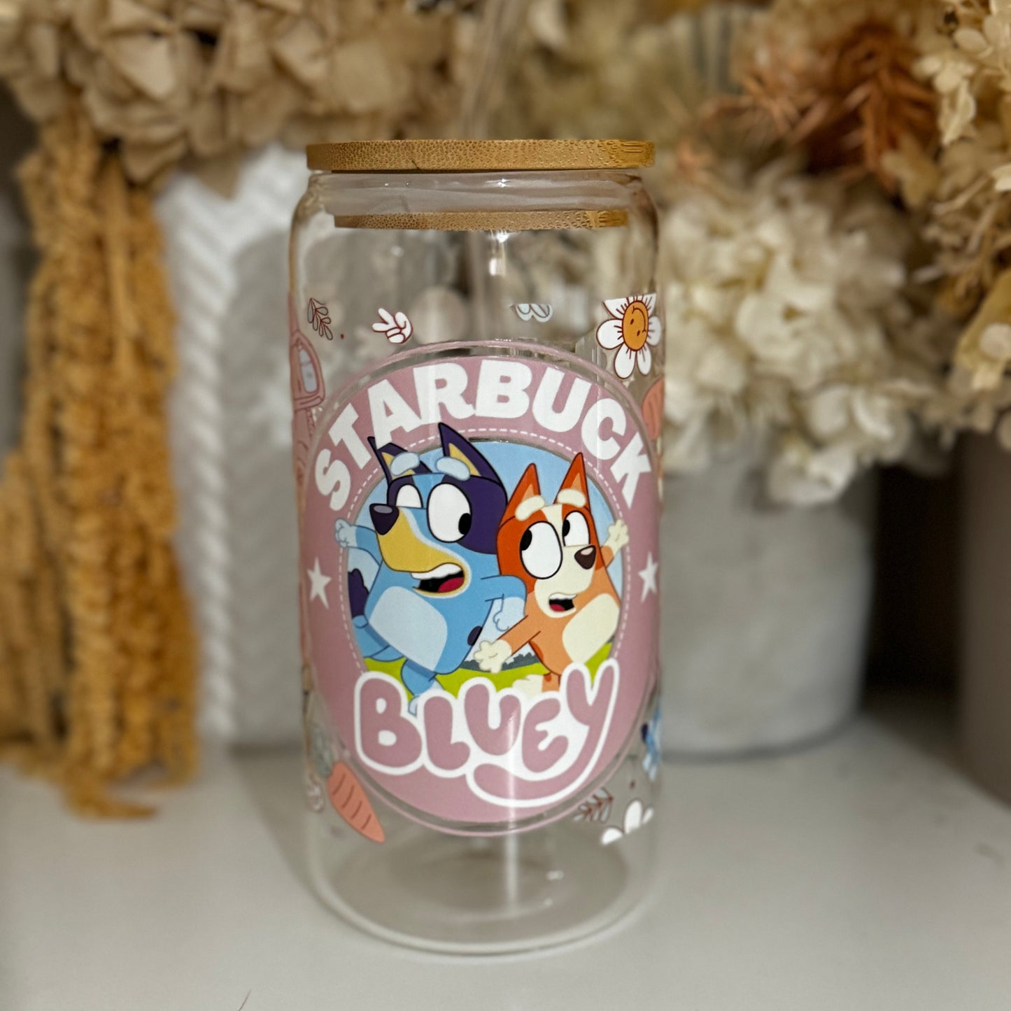 Bluey Starbucks Glass Tumbler