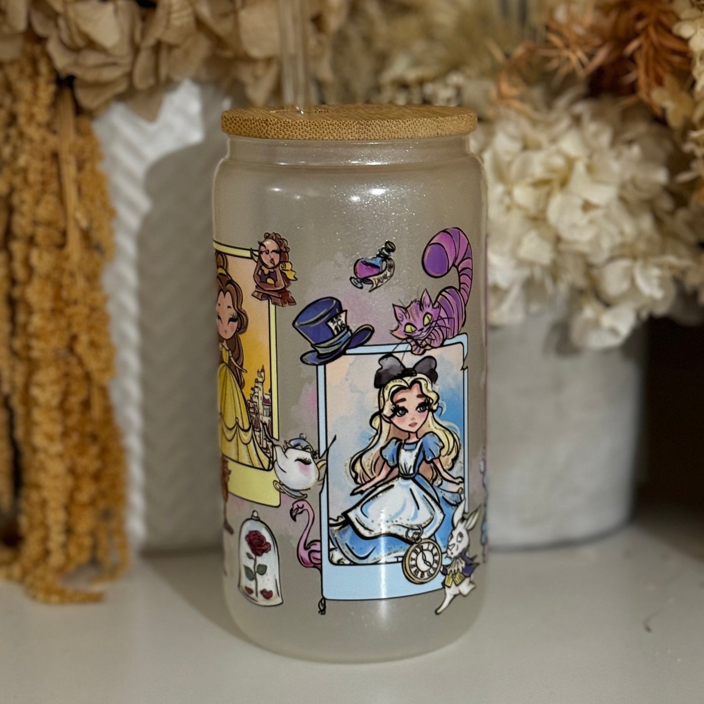 Disney Princess Card Glass Tumbler