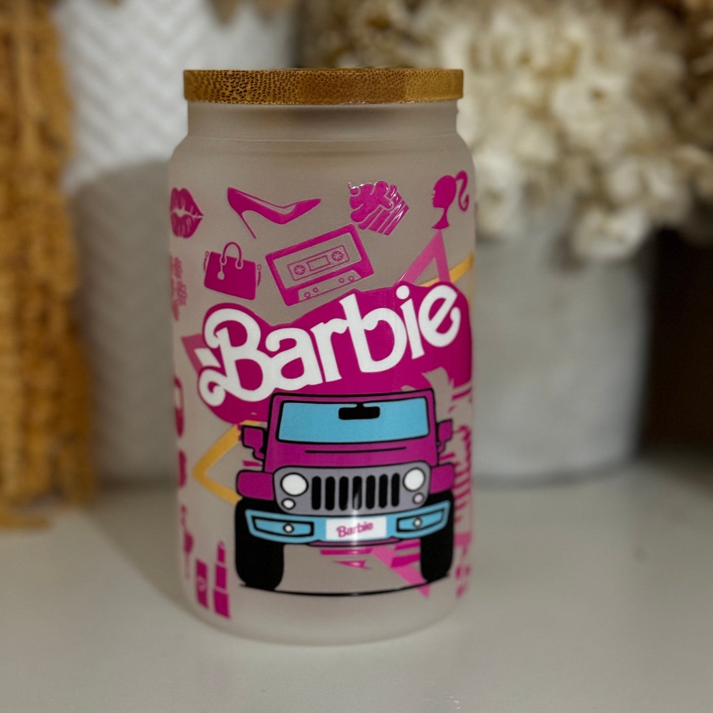 Barbie Car Small Glass Tumbler