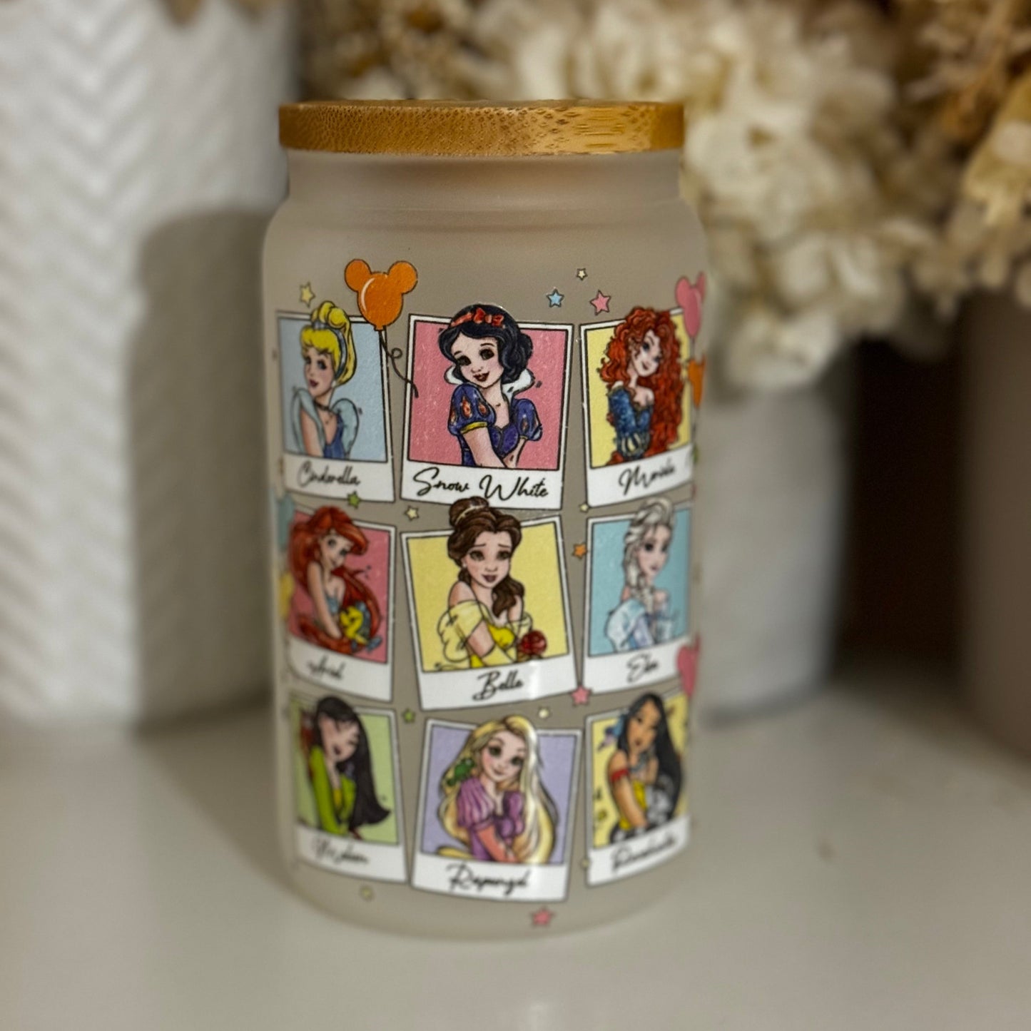 Disney Princess Cards Small Glass Tumbler