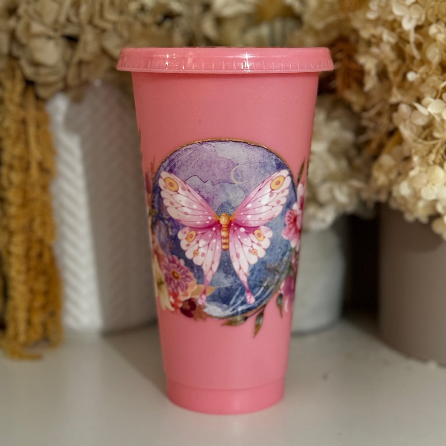 Pink Butterfly Cold Cup Large