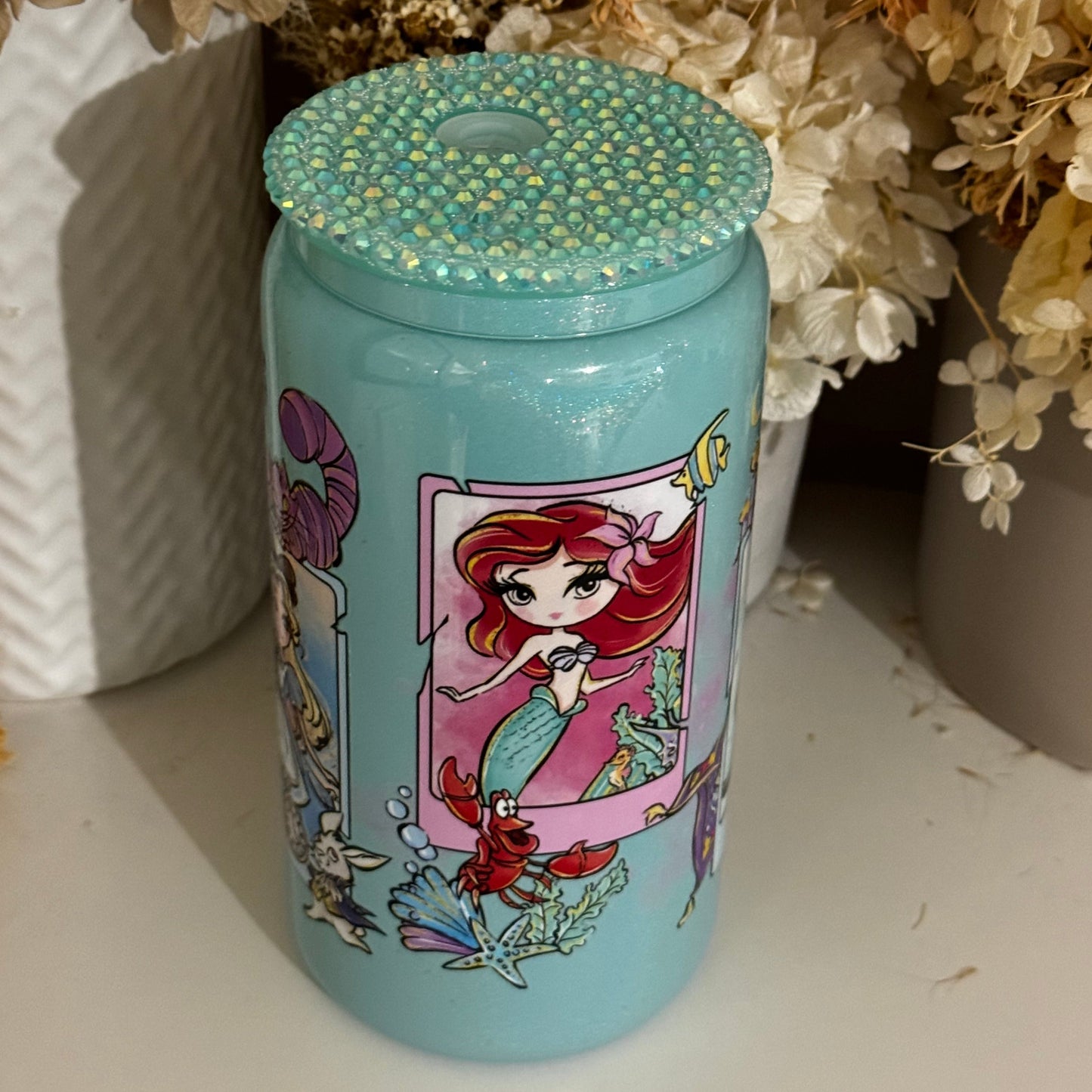 Disney Princess Card Glass Tumbler
