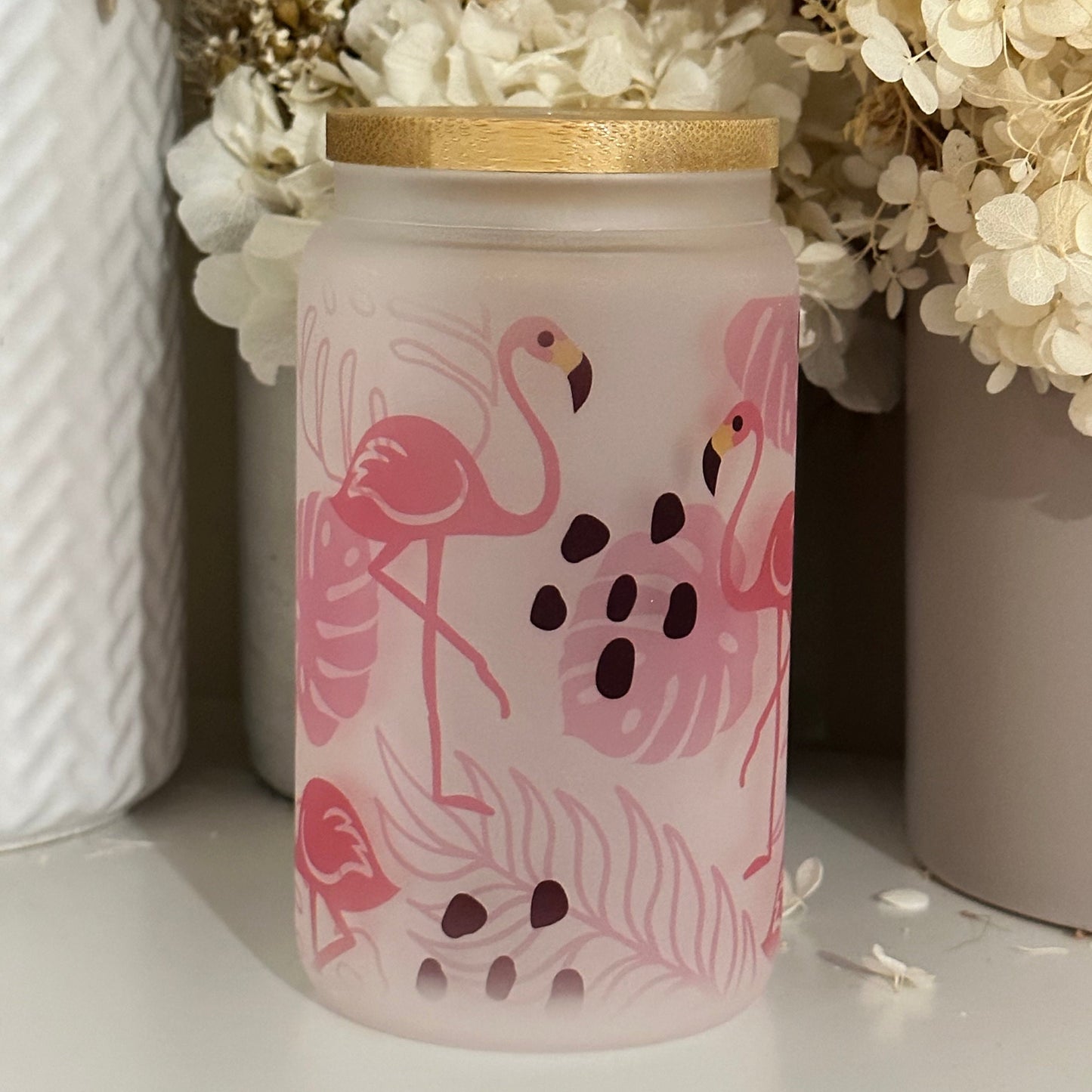 Pink Flamingos Small Glass Tumbler