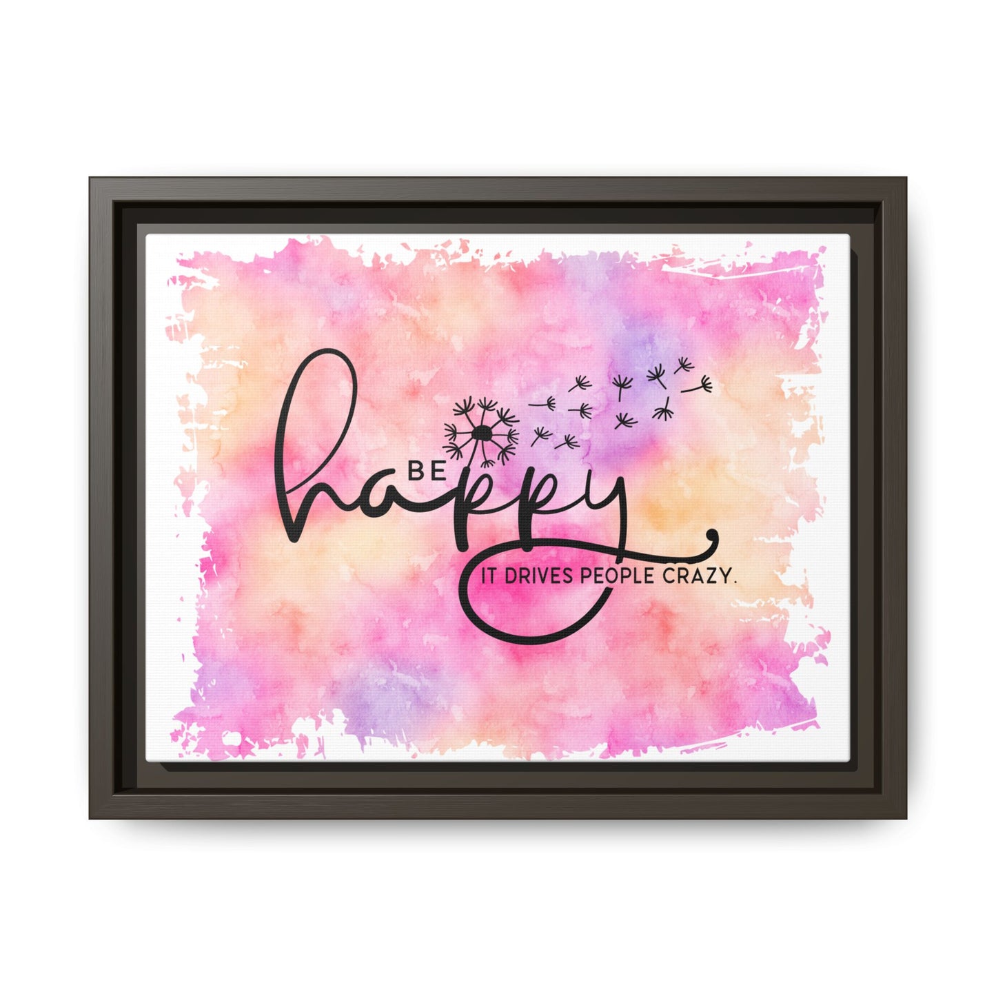 Be Happy Watercolor Wall Art — Framed Matte Canvas