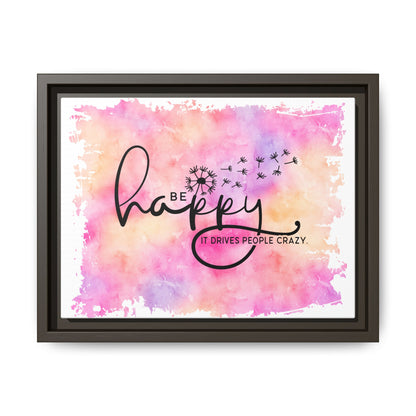 Be Happy Watercolor Wall Art — Framed Matte Canvas