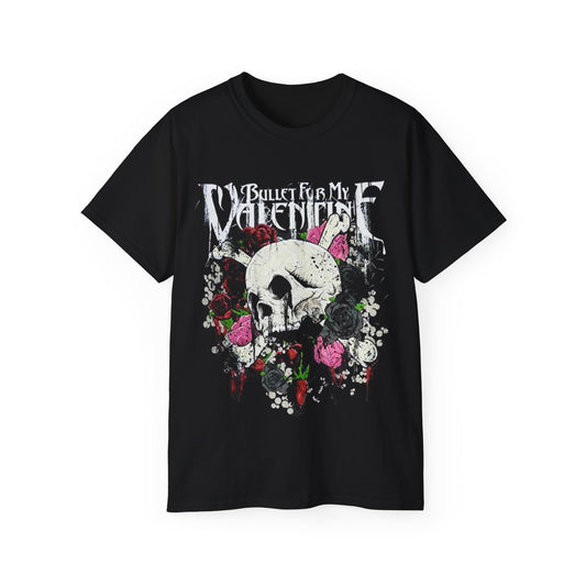 Gothic Floral Skull Tee, Unisex Band T-Shirt