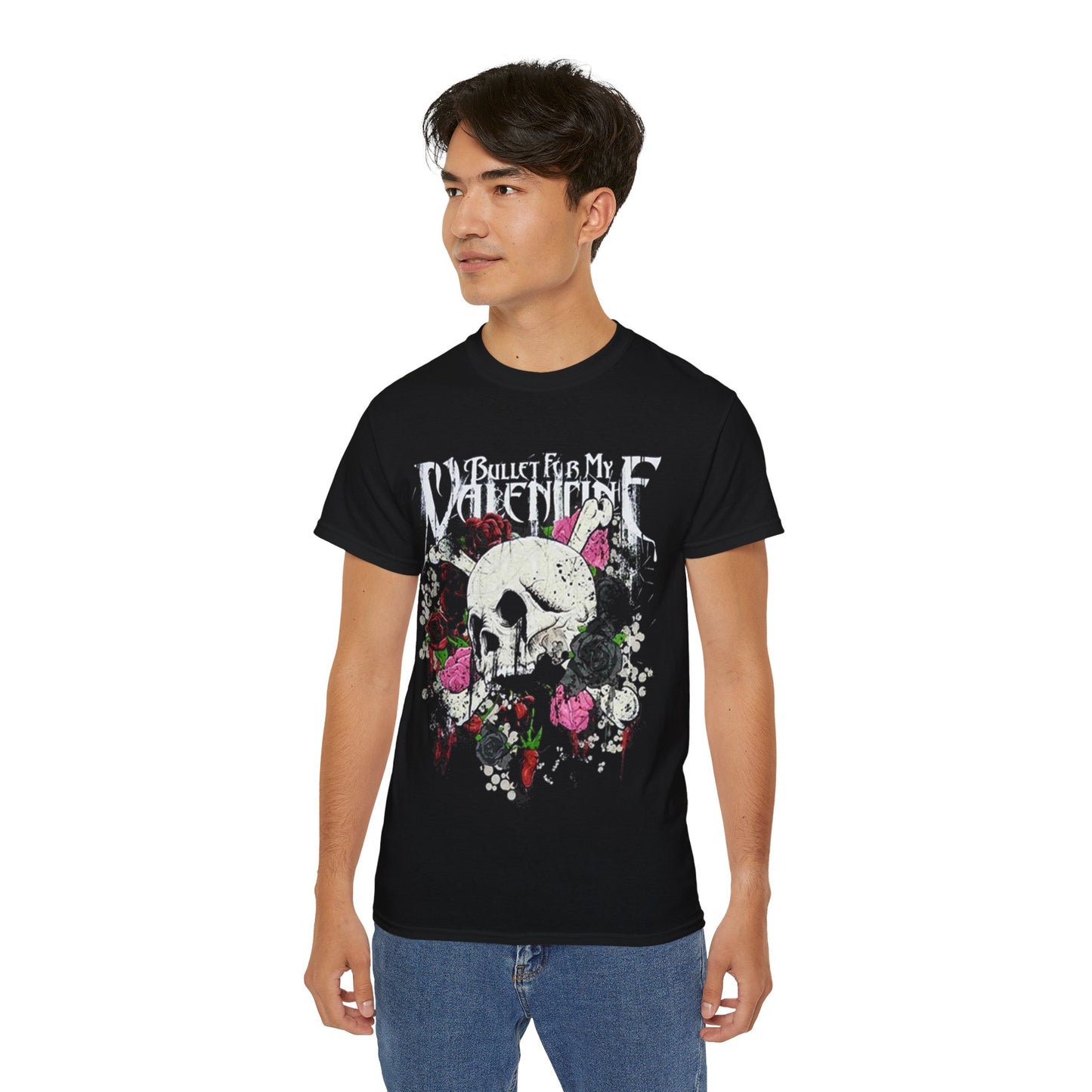 Gothic Floral Skull Tee, Unisex Band T-Shirt
