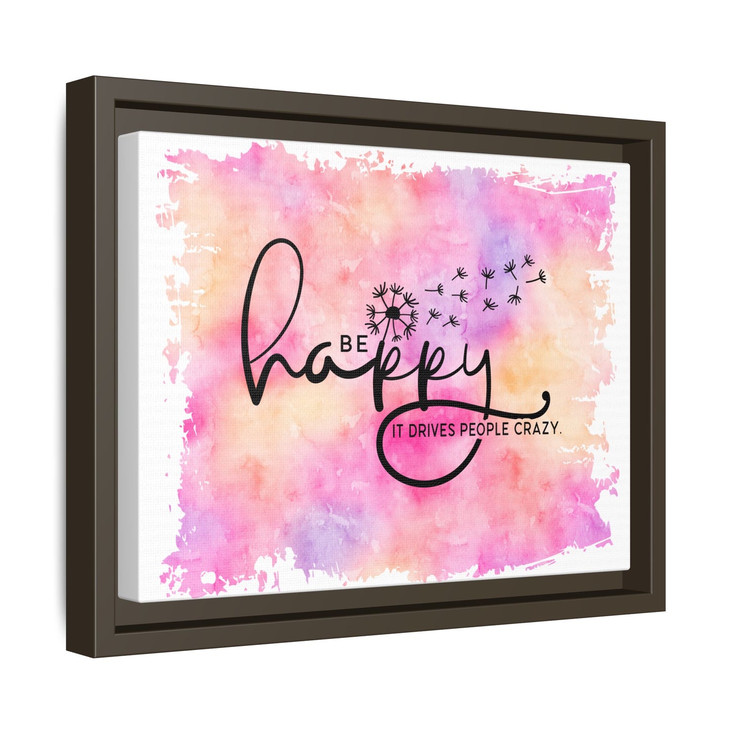 Be Happy Watercolor Wall Art — Framed Matte Canvas