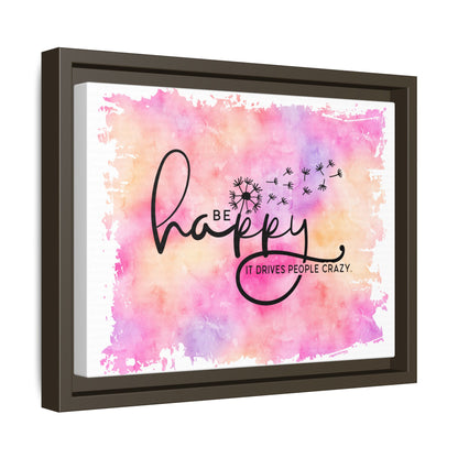 Be Happy Watercolor Wall Art — Framed Matte Canvas