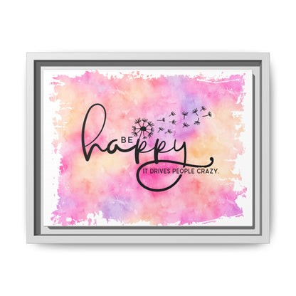 Be Happy Watercolor Wall Art — Framed Matte Canvas
