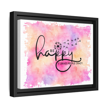 Be Happy Watercolor Wall Art — Framed Matte Canvas