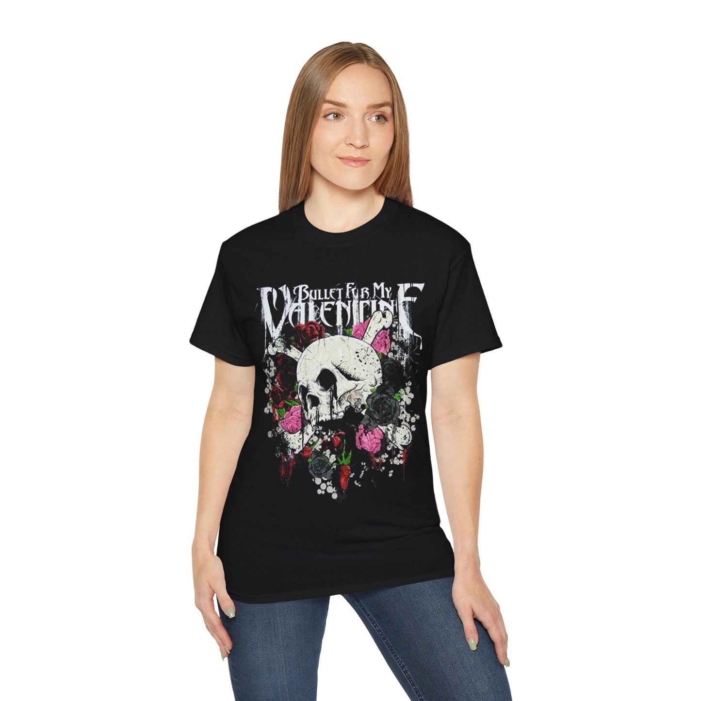 Gothic Floral Skull Tee, Unisex Band T-Shirt