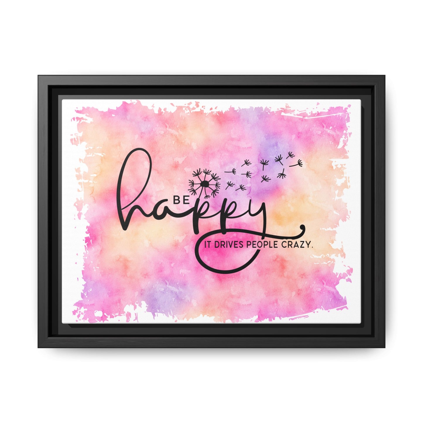 Be Happy Watercolor Wall Art — Framed Matte Canvas