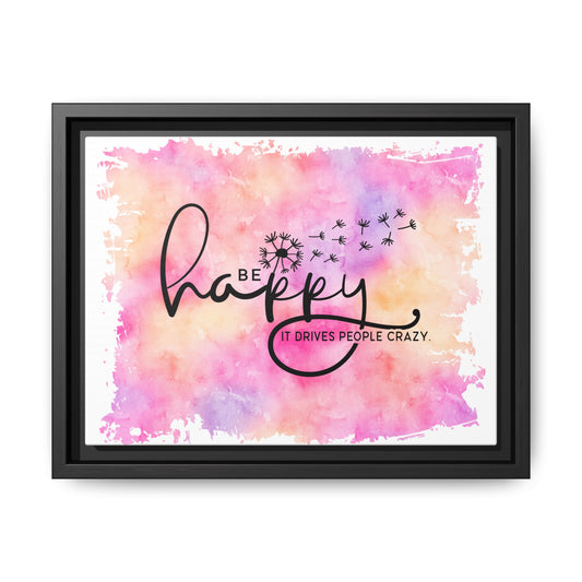 Be Happy Watercolor Wall Art — Framed Matte Canvas