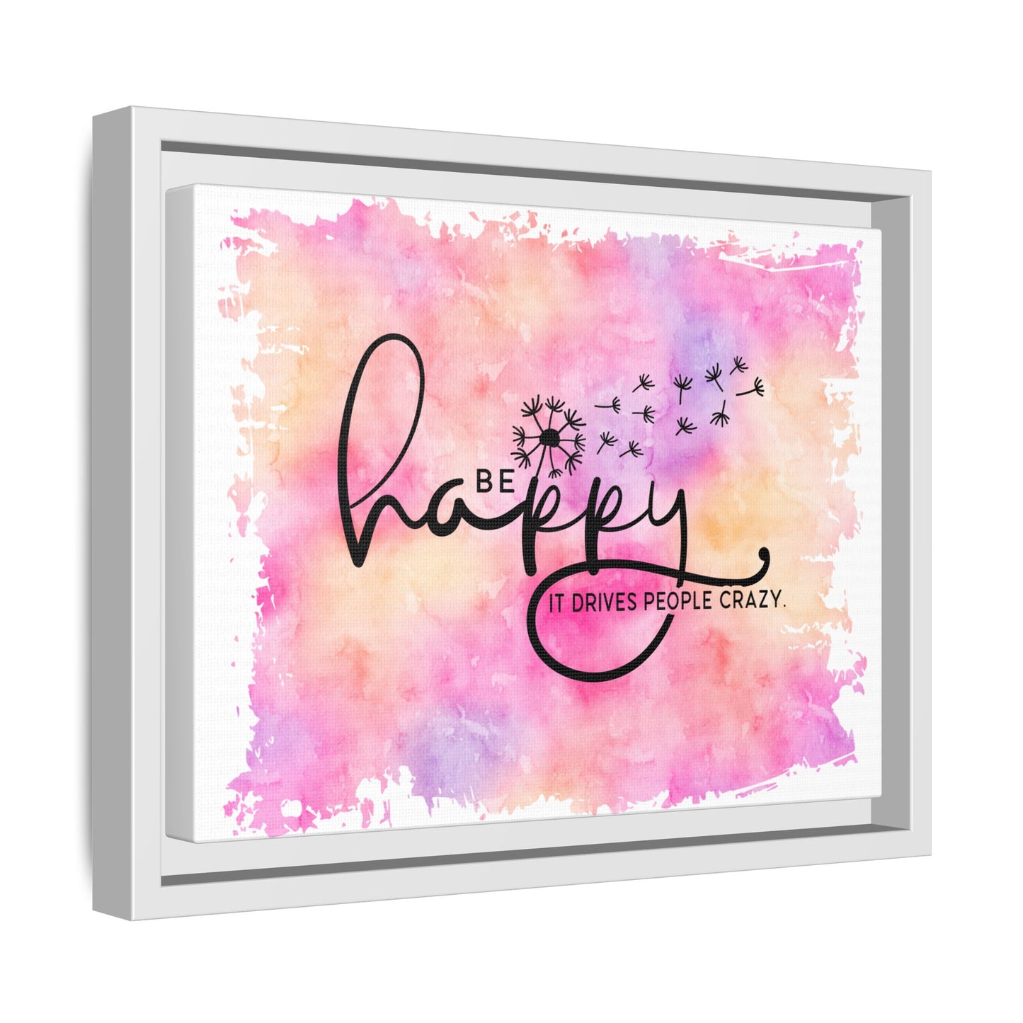 Be Happy Watercolor Wall Art — Framed Matte Canvas