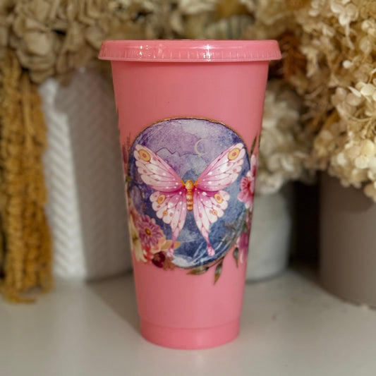 Pink Butterfly Cold Cup Large