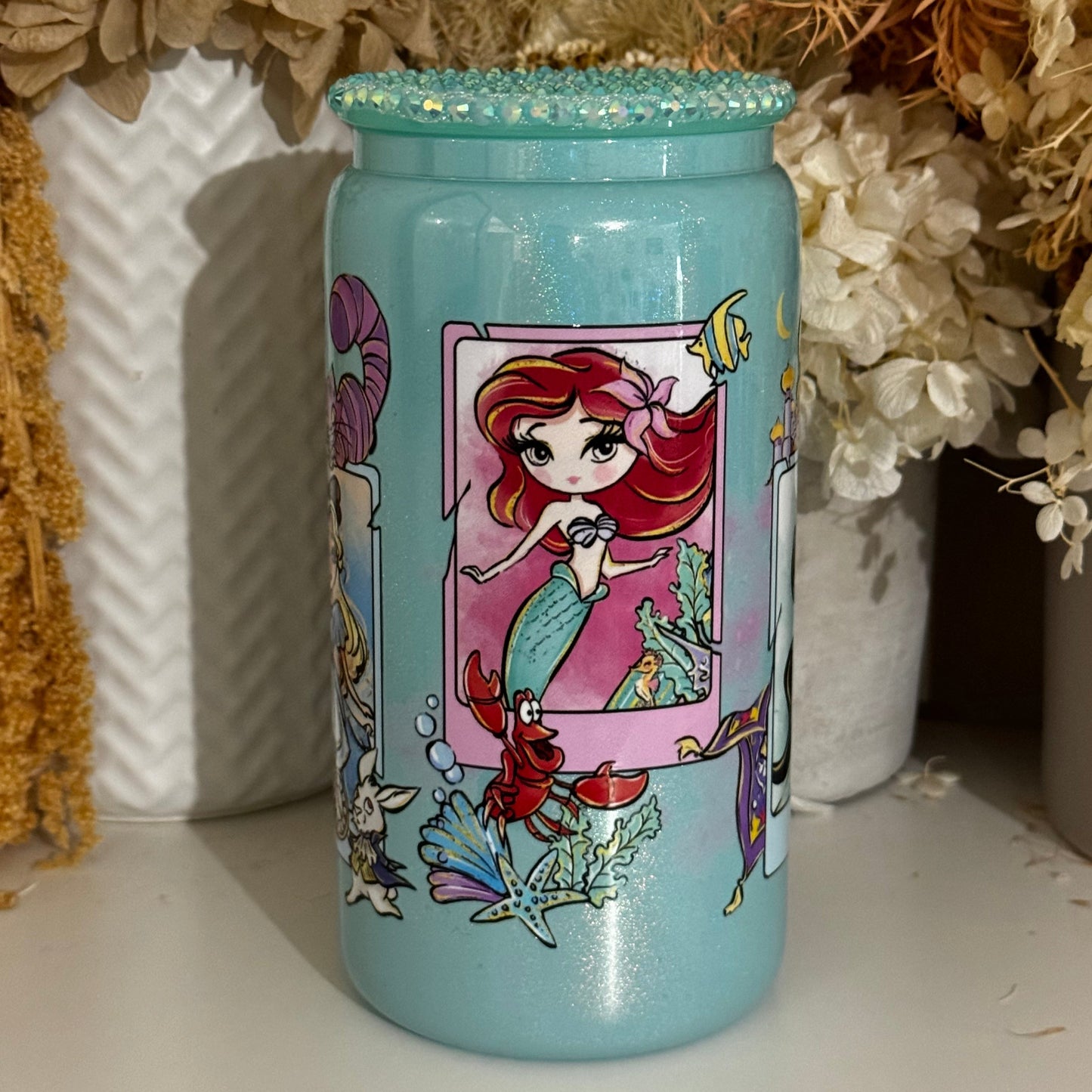 Disney Princess Card Glass Tumbler