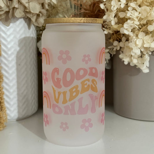 Good Vibes Only Sublimation Glass Tumbler