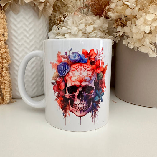 Floral Skull Coffee Cup