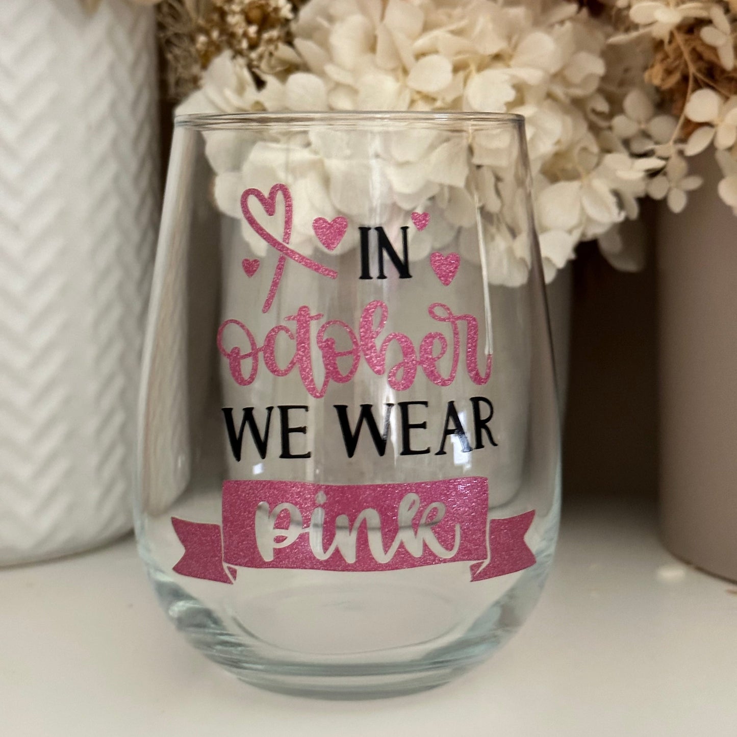 Breast Cancer Wine Glass
