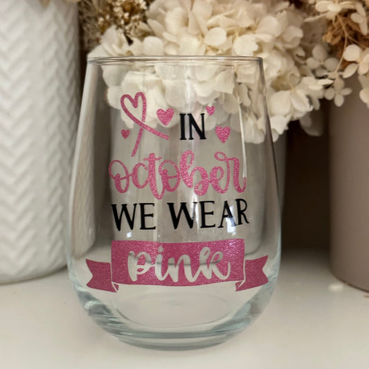 Breast Cancer Wine Glass