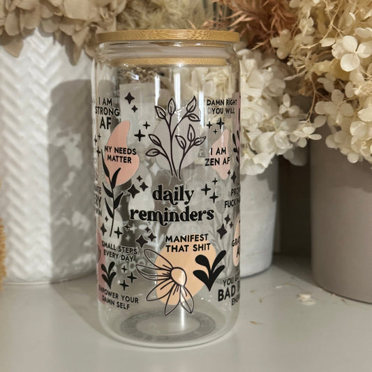 Daily Reminders Glass Tumbler